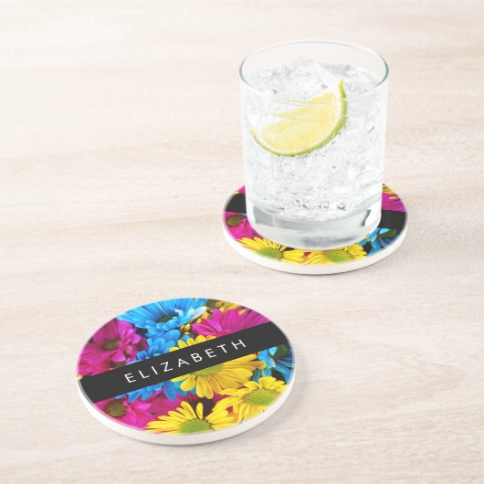花カラフルデイジーボホお名前 コースター (側面)