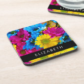 花カラフルデイジーボホお名前 コースター (左側)