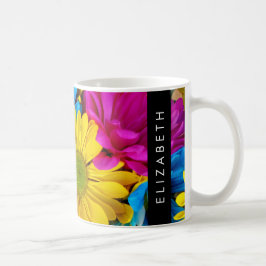 花カラフルデイジーボホお名前 コーヒーマグカップ