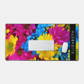 花カラフルデイジーボホお名前 デスクマット (キーボード&マウス)