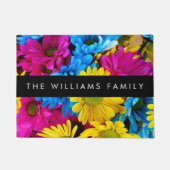 花カラフルデイジーボホお名前 ドアマット (正面)