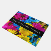 花カラフルデイジーボホお名前 ドアマット (アングル)