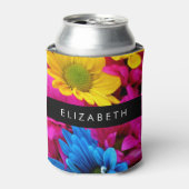 花カラフルデイジーボホお名前 缶クーラー (缶正面)