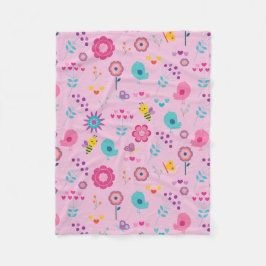 花カラフルハチ鳥 フリースブランケット