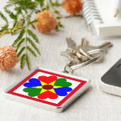 花カラフルハート キーホルダー (側面)