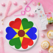 花カラフルハート ペーパープレート (パーティー)