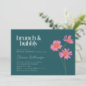 花カラフルピンクティール（緑がかった色）フローラブランチ泡立ち 招待状 (スタンド正面)