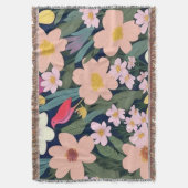 花カラフルピンク素敵な贈り物ラベル スローブランケット (正面縦)