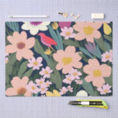 花カラフルピンク素敵な贈り物ラベル 薄葉紙 (クラフト)