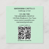 花カラフルピンク緑テンプレートqr スクエア名刺 (裏面)