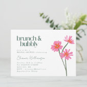 花カラフルピンク緑フローラブランチ泡立ち 招待状 (スタンド正面)
