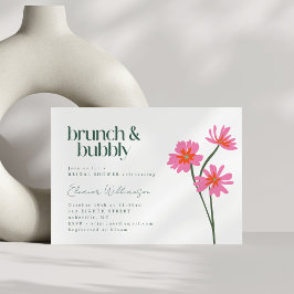 花カラフルピンク緑フローラブランチ泡立ち 招待状