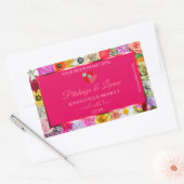 花カラフルピンク製品ラベルハート宝石 長方形シール (封筒)