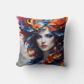 花カラフルファンタジーポートレート クッション (正面)