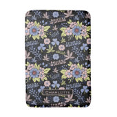 花カラフルフローラの名前のシームレスなパターン バスマット (正面縦)