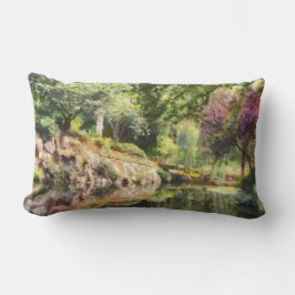 花カラフルフローラ池の反射 ランバークッション