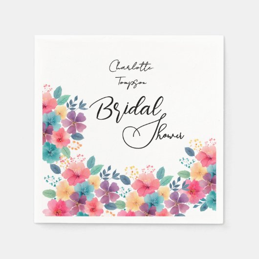 花カラフルブライダルBash スタンダードカクテルナプキン (正面)
