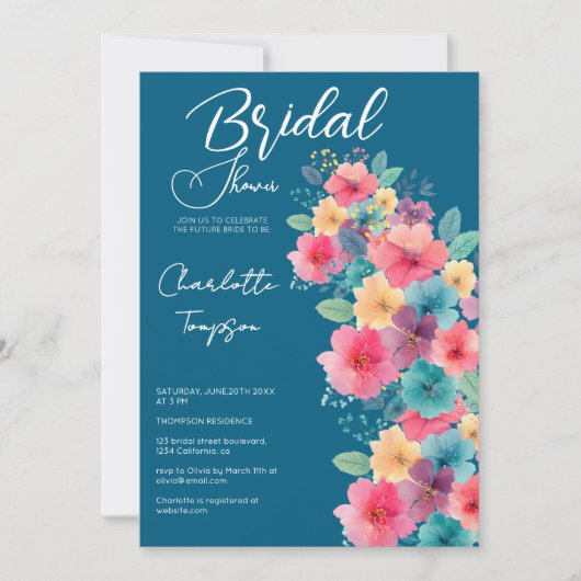 花カラフルブライダルBash 招待状 (正面)