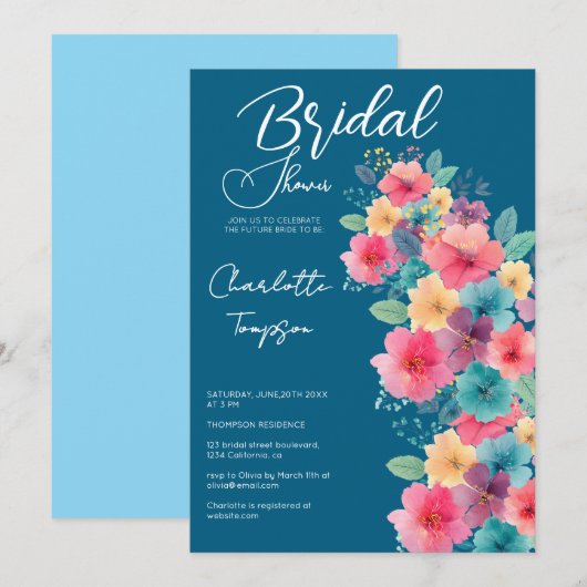 花カラフルブライダルBash 招待状 (正面/裏面)