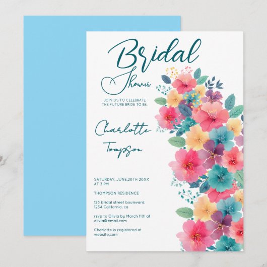 花カラフルブライダルBash 招待状 (正面/裏面)