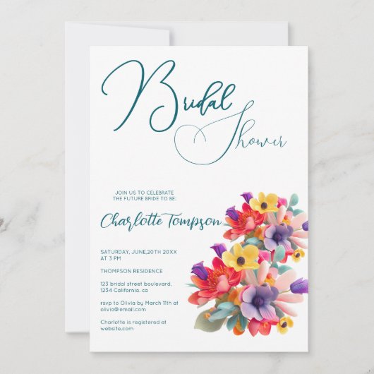 花カラフルブライダルBash 招待状 (正面)