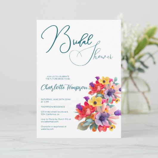 花カラフルブライダルBash 招待状 (スタンド正面)