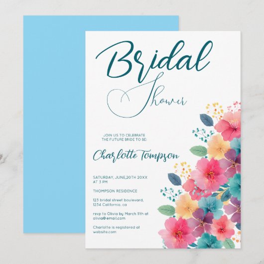 花カラフルブライダルBash 招待状 (正面/裏面)