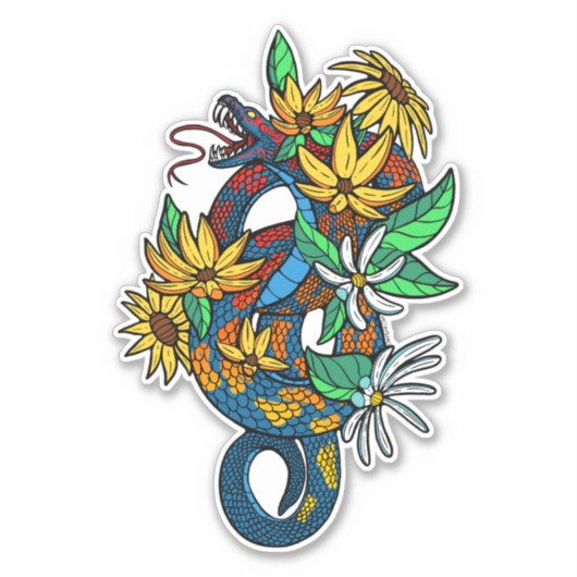 花カラフルヘビ シール (正面)