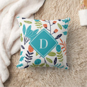 花カラフルモダン模様モノグラム クッション (ブランケット)