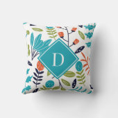 花カラフルモダン模様モノグラム クッション (裏面)