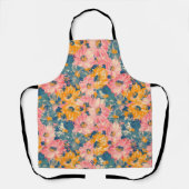 花カラフルモダン花柄 エプロン (正面)