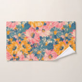 花カラフルモダン花柄 バスタオルセット (ハンドタオル)