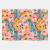 花カラフルモダン花柄 ラッピングペーパーシート (正面)