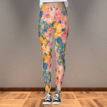 花カラフルモダン花柄 レギンス<br><div class="desc">花カラフルモダン花柄</div>