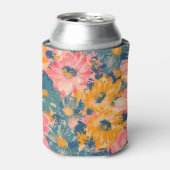 花カラフルモダン花柄 缶クーラー (缶正面)