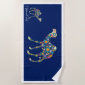 花カラフルラクダ ビーチタオル (正面)