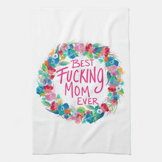 花カラフルリース最高のF*Kママ キッチンタオル (縦)