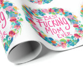 花カラフルリース最高のF*Kママ ラッピングペーパー (ロールコーナー)