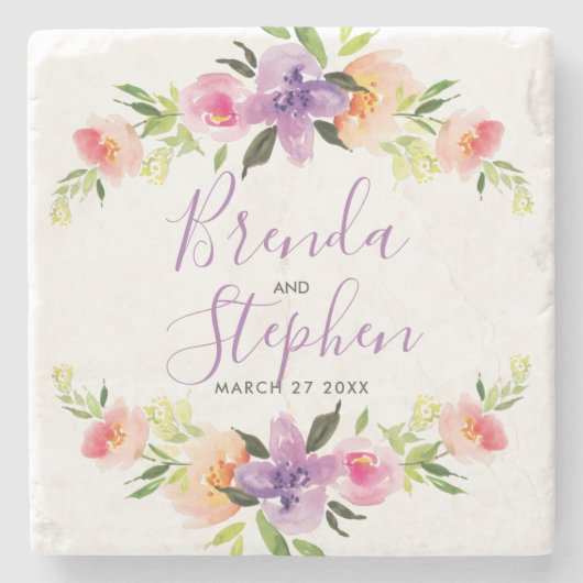 花カラフルリース枠 ストーンコースター (正面)