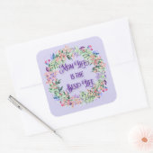 花カラフルリース母の人生は最高の命 スクエアシール (封筒)