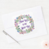 花カラフルリース母の人生は最高の命 スクエアシール (封筒)