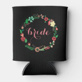 花カラフルリース黒い背景 缶クーラー (正面)