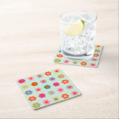 花カラフルヴィンテージフローラ スクエアペーパーコースター (インサイチュ)