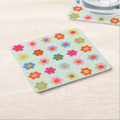 花カラフルヴィンテージフローラ スクエアペーパーコースター (アングル)