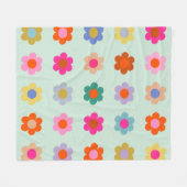 花カラフルヴィンテージフローラ フリースブランケット (正面(横))