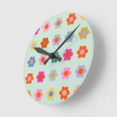 花カラフルヴィンテージフローラ ラウンド壁時計 (傾斜)