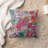 花カラフル中国の柄 クッション (ブランケット)