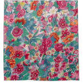 花カラフル中国の柄 シャワーカーテン (正面)