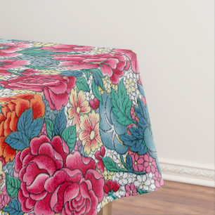 花カラフル中国の柄 テーブルクロス