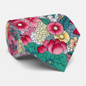 花カラフル中国の柄 ネクタイ (ロール)